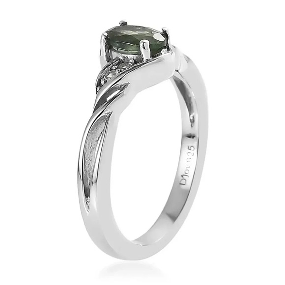 Tanzanian Natural Green Apatite and White Zircon Ring and Pendant Necklace - Picture 4 of 8